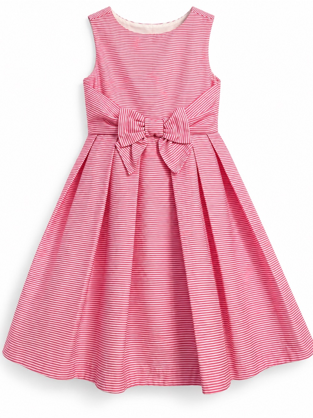 Janie and Jack Girls Pink White Striped Bow Party Dress Size 6 Tulle Full Skirt